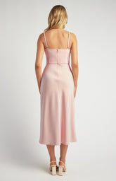 SOGNA COL Pleated Details Satin Midi Dress WDR717A